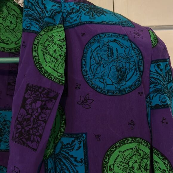 100% Silk Sunny Leigh Vintage Floral print blazer - Size S - Picture 4 of 11